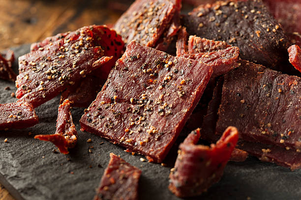 Grass-fed beef jerky close-up